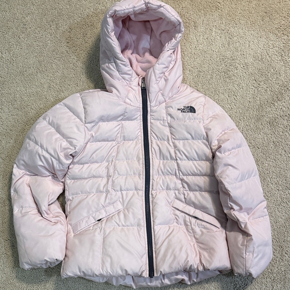 Girls The North Face Light Pink Hooded Jacket size small